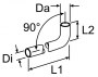 Veeühendustoru - vormvoolik ∅ 20/27mm, 90° L1=130mm L2=57mm